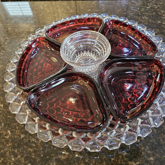 Vintage Anchor Hocking 7-pce Relish Dish - Picture 8 of 11